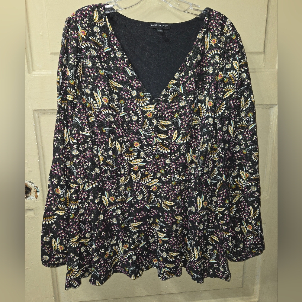Lane Bryant Montana Fields Classic V-Neck Babydoll Top Size: 18 EUC - Picture 2 of 7